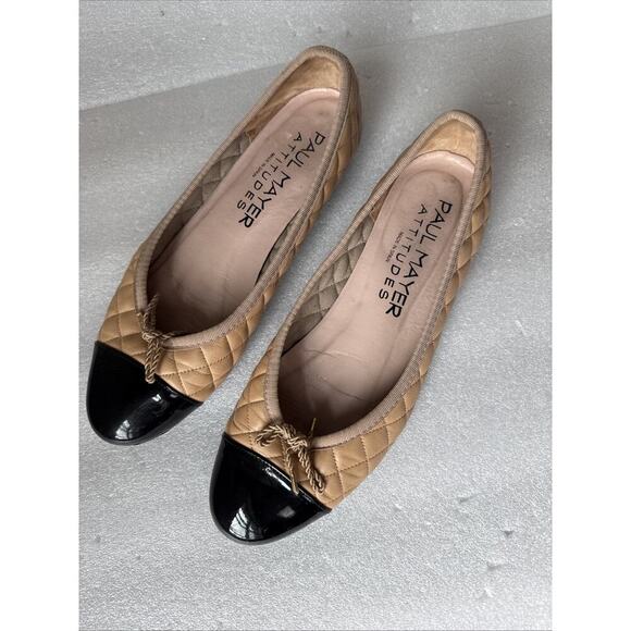 PAUL MAYER Womens Nude Tan Titou Cap Toe Block Heel Slip On Leather Flats 8.5B - Picture 12 of 14